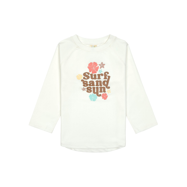 Lässig UV Shirt Kinder Langarm - Blumen, Weiß