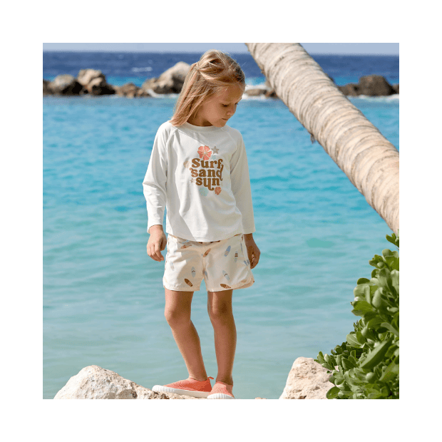 Lässig UV Shirt Kinder Langarm - Blumen, Weiß