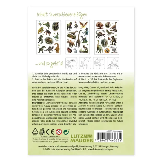 Lutz Mauder Tattooset A6 Dinosaurier