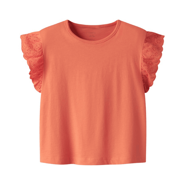 name it T-Shirt Rüschen orange