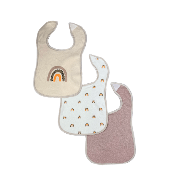 Klettlätzchen - Regenbogen Creme, Rosa (Set aus 3) von Hütte