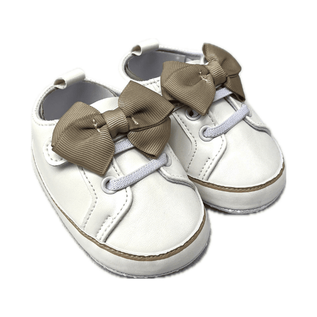 Baby Schuhe mit Schleife Kunstleder - weiß beige von Hütte