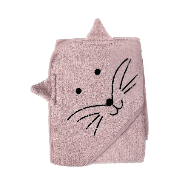 Kapuzenbadetuch Katze Rosa 75x75cm von Hütte