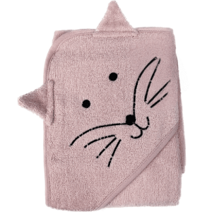 Kapuzenbadetuch Katze Rosa 75x75cm von Hütte