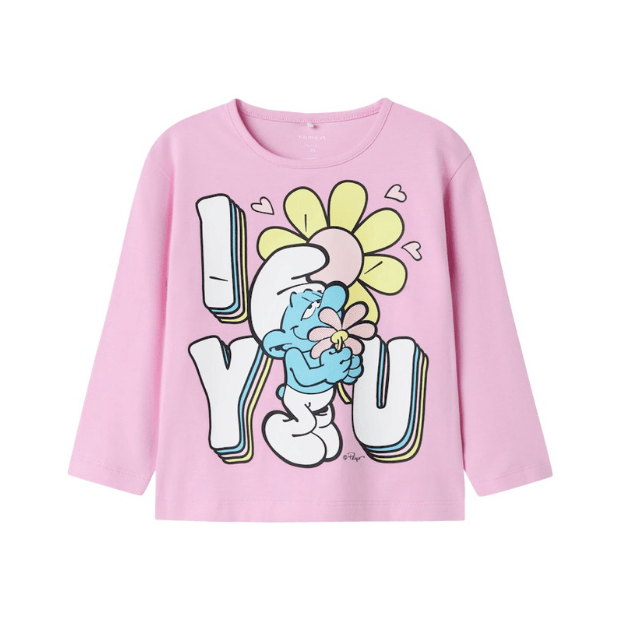 name it T-Shirt Schlümpfe rosa