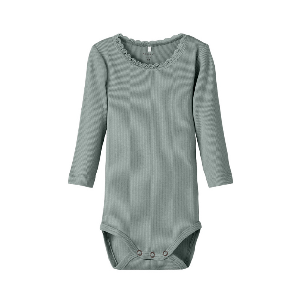 name it Body Spitze Basic grün langarm 68