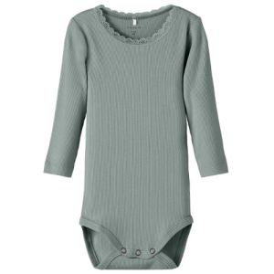 name it Body Spitze Basic grün langarm 74