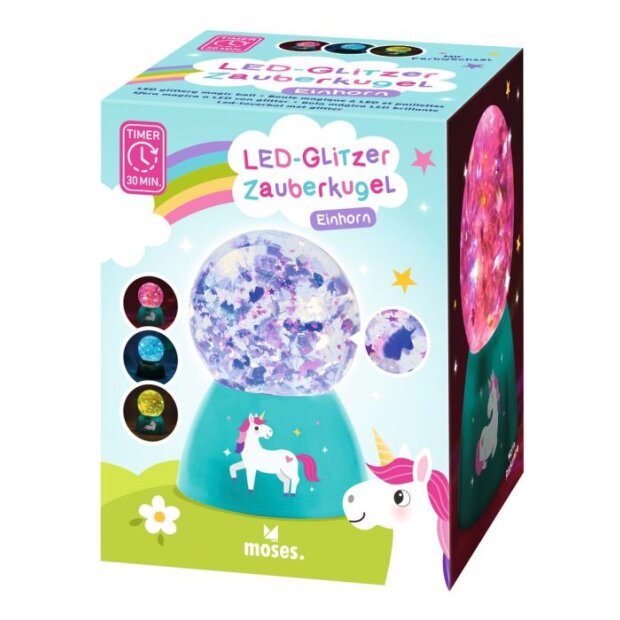 moses LED-Glitzer Zauberkugel Einhorn