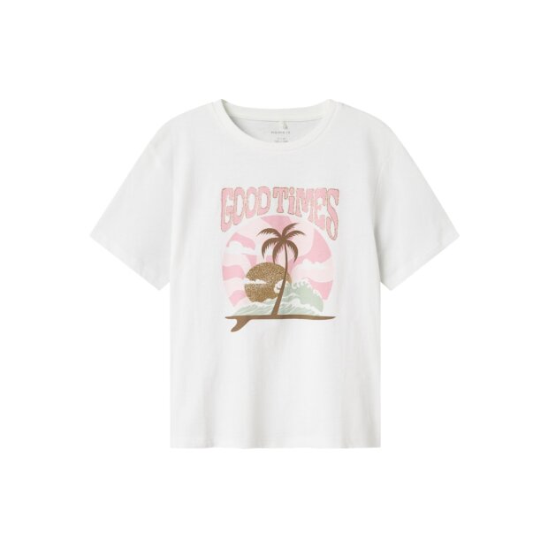 name it T-Shirt Palme Glitzer