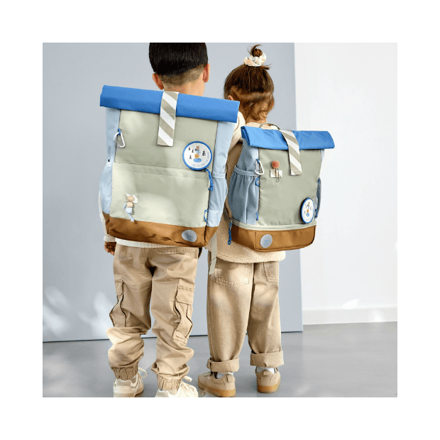 Lässig Medium Rolltop Kinder-Rucksack grün blau