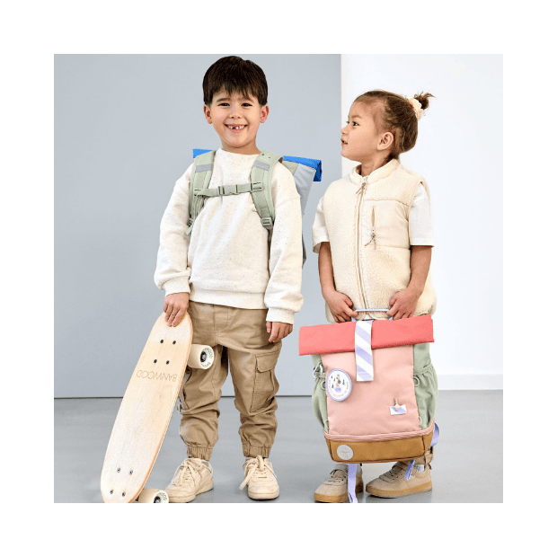 Lässig Medium Rolltop Kinder-Rucksack grün blau