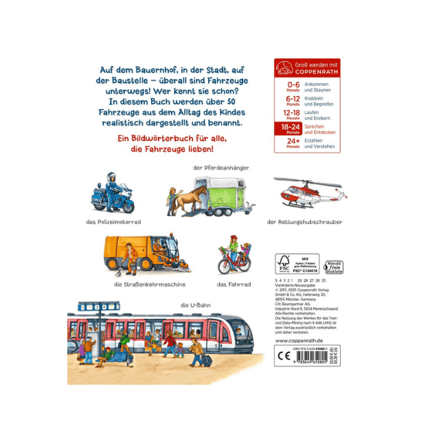 Coppenrath Buch - Löschen, baggern, pflügen: Mein Fahrzeuge-Wörterbuch