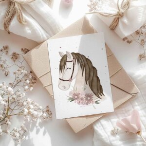 Buttercup Illustration Postkarte A6 - Pferd braun inkl....