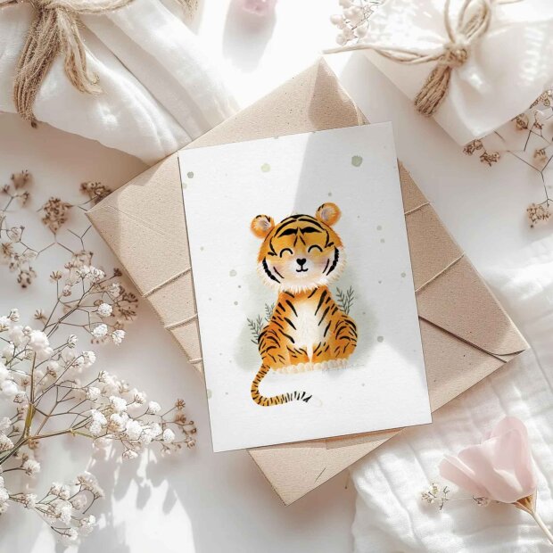 Buttercup Illustration Postkarte A6 - Tiger inkl. Umschlag