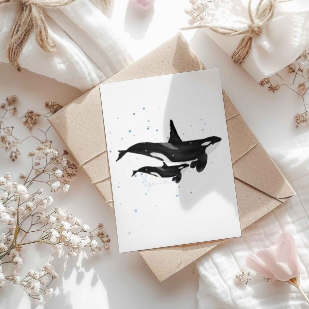 Buttercup Illustration Postkarte A6 - Orca inkl. Umschlag