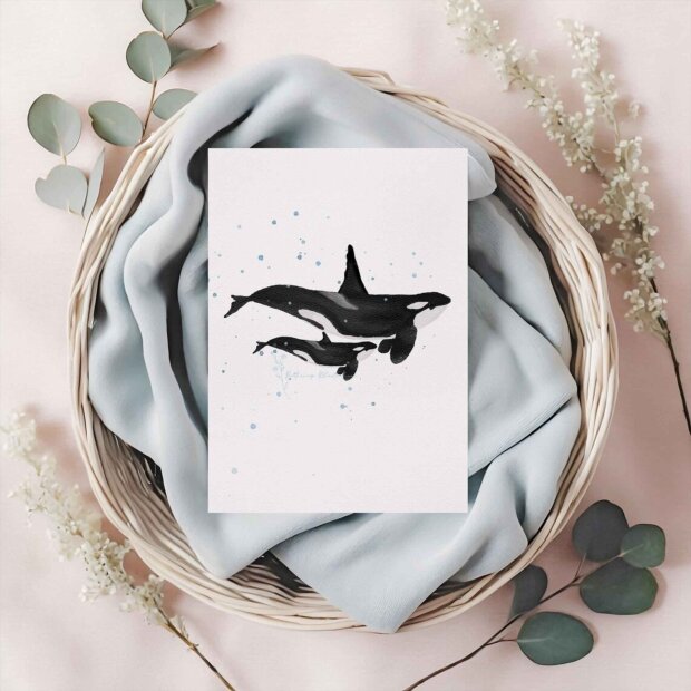 Buttercup Illustration Postkarte A6 - Orca inkl. Umschlag