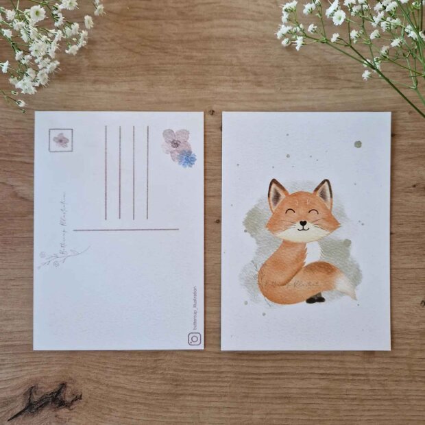 Buttercup Illustration Postkarte A6 - Fuchs inkl. Umschlag