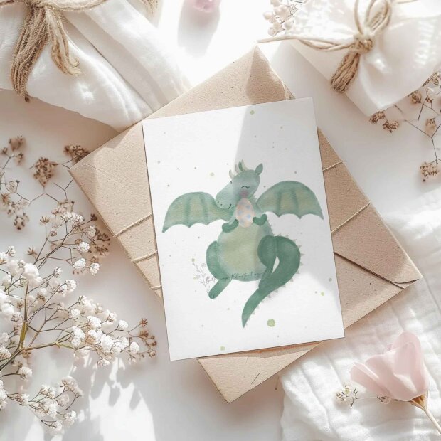 Buttercup Illustration Postkarte A6 - Drache inkl. Umschlag
