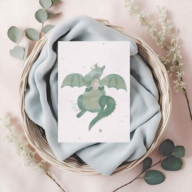 Buttercup Illustration Postkarte A6 - Drache inkl. Umschlag