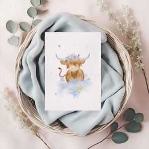 Buttercup Illustration Postkarte A6 - Highlandkuh inkl....