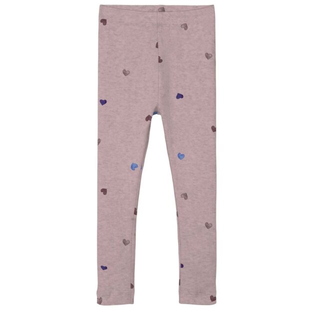 name it gerippte Basic- Leggings Herzchen - rosa