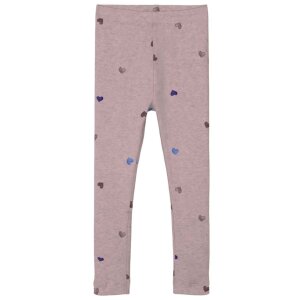 name it gerippte Basic- Leggings Herzchen - rosa