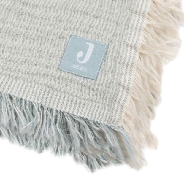 Jollein Baby Decke Fringe Stripe - Sea Green 75 x 100 cm