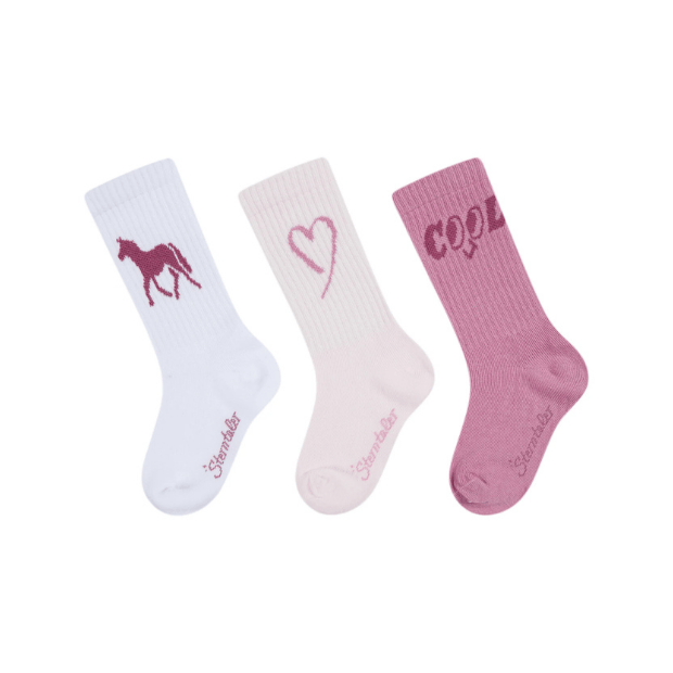 Sterntaler Socken 3er-Pack Sport – Lang mit Pferd & Herz