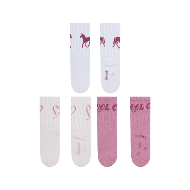 Sterntaler Socken 3er-Pack Sport – Lang mit Pferd & Herz