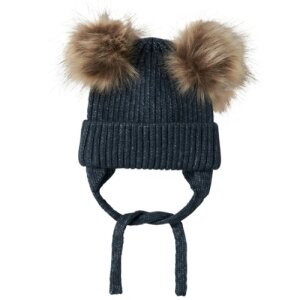 name it Strickmütze mit Bömmeln blau