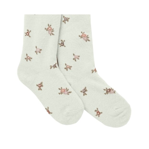 name it Strumpfhose Blümchen natur Wolle