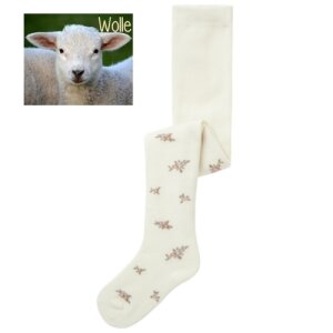 name it Strumpfhose Blümchen natur Wolle