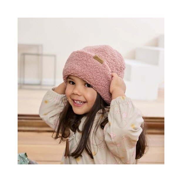 Sterntaler Teddy-Beanie mit Fleece-Futter mattrosa