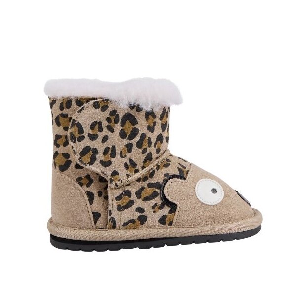 EMU Cheetah Walker - Lammfell Winterstiefel Beige Leopardenmuster