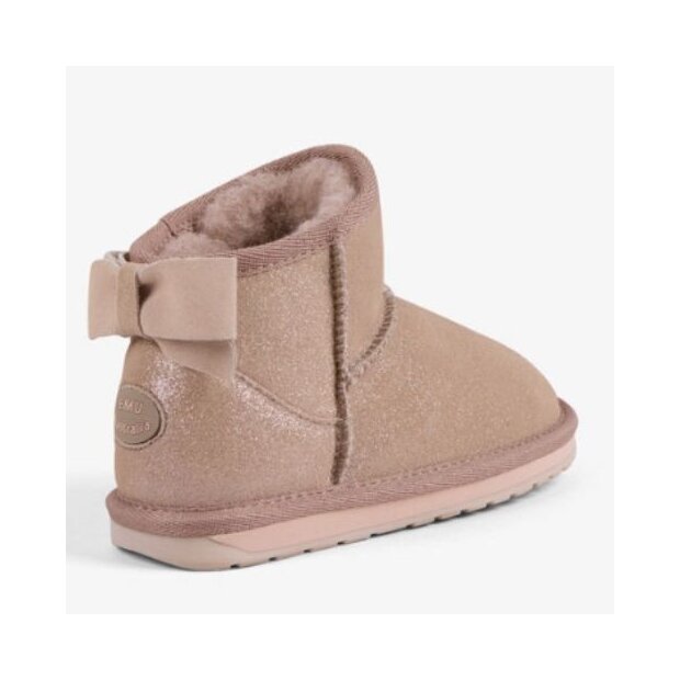 EMU Lammfell Stiefel Rigel Shine Kids - Schleife rosa glitzer