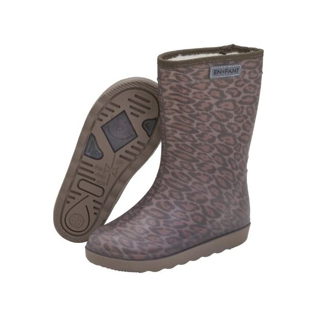 En Fant KInder- Thermo -Regenstiefel mit Wollfutter Leopardenmuster