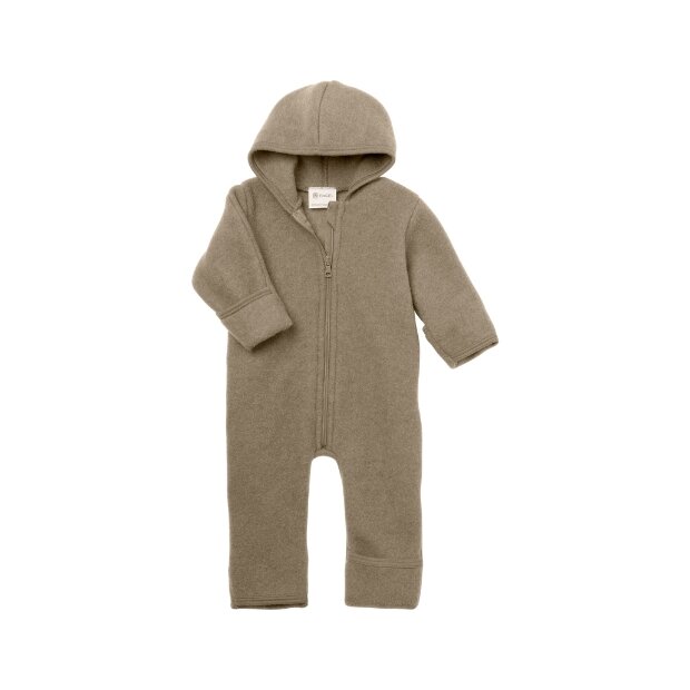 Engel Natur Bio-Merinoschurwolle Zip-Overall mit Kapuze - walnuss melange
