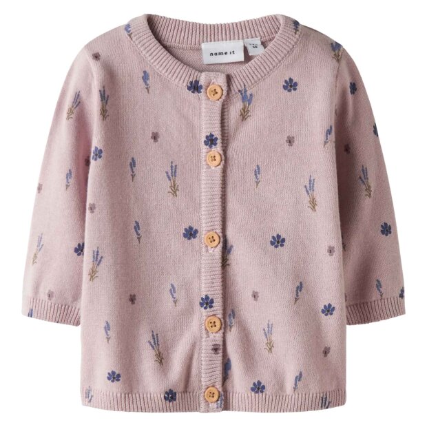 name it Strickjacke - Blümchen Allover Burnished Lilac