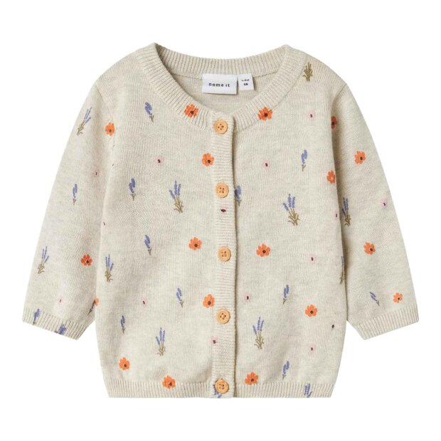 name it Strickjacke - Blümchen Allover Peyote Melange