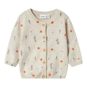 name it Strickjacke - Blümchen Allover Peyote Melange