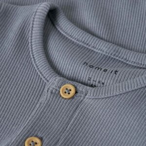 name it Langarmbody Knöpfe blau grau
