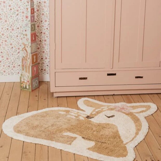 Waschbarer Teppich Reh Beige 103x110cm Little Dutch