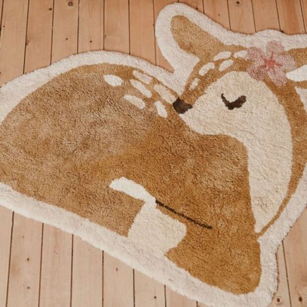 Waschbarer Teppich Reh Beige 103x110cm Little Dutch