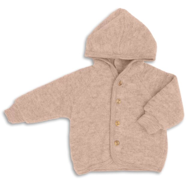 Engel Natur Kapuzenjacke 100% Bio-Merinoschurwolle - sand melange
