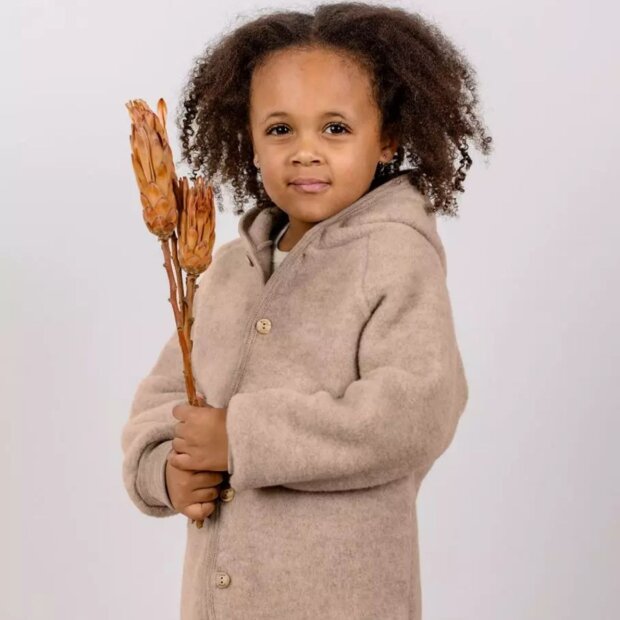Engel Natur Kapuzenjacke 100% Bio-Merinoschurwolle - sand melange