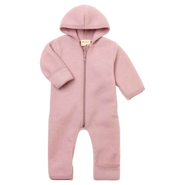 Engel Natur Bio-Merinoschurwolle Zip-Overall mit Kapuze - rosenholz melange