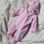 Engel Natur Bio-Merinoschurwolle Zip-Overall mit Kapuze - rosenholz melange