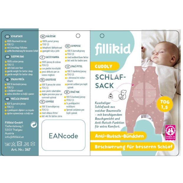 Fillikid 1,5 TOG Schlafsack mit Beinen, GEWICHT & Antislip - Wal grün