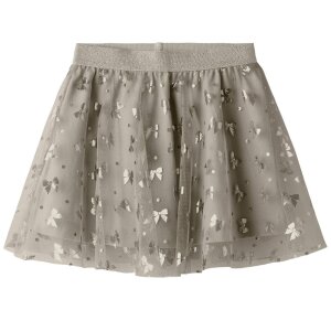 name it Tüllrock Glitzer Schleifen beige