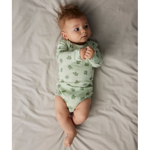 name it 3er-Pack Babybody langarm Elefant grün